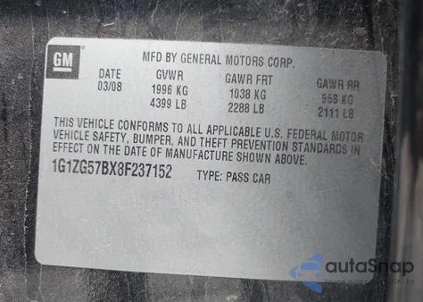 2008 Chevrolet Malibu Ls z USA, uszkodzony, nr VIN 1G1ZG57BX8F237152